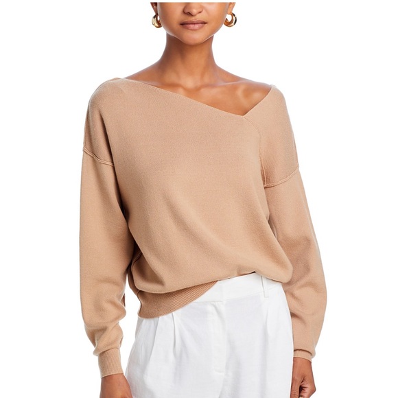 Line & Dot Sweaters - LINE & DOT Favorite Geometric Neck Sweater Taupe Size XS